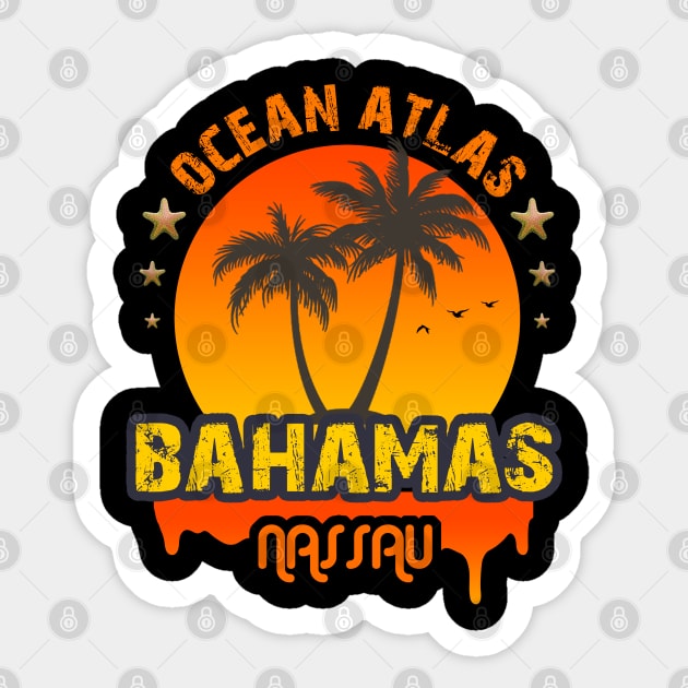 Ocean Atlas Beach in Nassau Bahamas Sticker by tatzkirosales-shirt-store